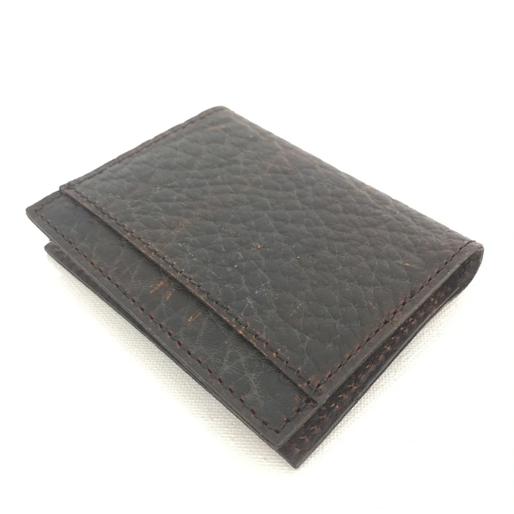 Red Dirt Hat Co Mens Bison Grain Leather Bifold Card Case NEW Brown Wallet NWT